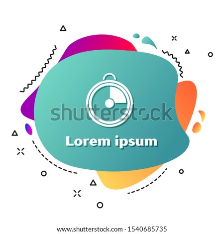 White Kitchen timer icon isolated on white background. Cooking utensil. Abstract banner with liquid shapes. Vector Illustration