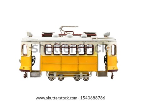famous tramway of lisbon, portugal isolated white background