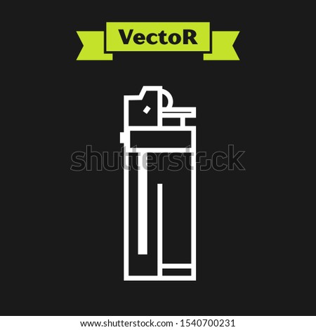 White line Lighter icon isolated on black background.  Vector Illustration