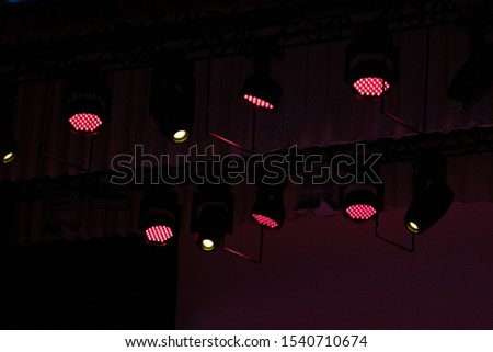 scene, stage light with colored spotlights 