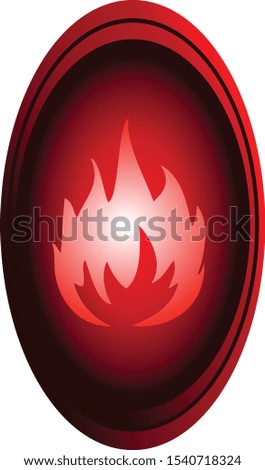 Oval Shaped Red Fire Flame Sign. 
