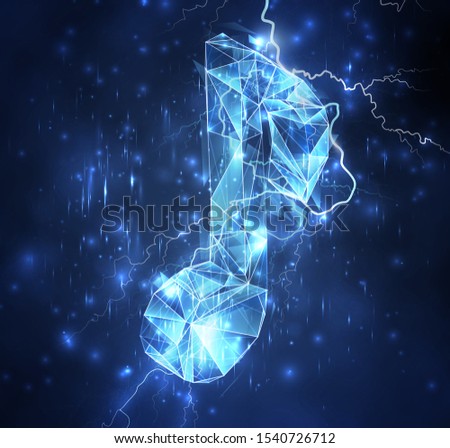 3d vector symbol whist in a stormy blue sky and lightning strikes into it