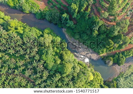 Breathtaking view of Balung River Columnar Basalt with nature view and clean river stream located in Balung Cocos, Tawau, Sabah, Malaysia.