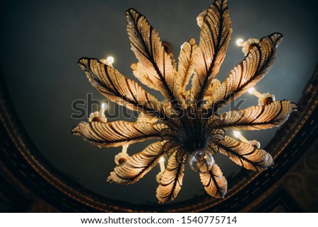 Close up the picture of the unrealistic hanging chandelier