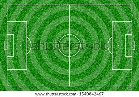 The football field have alternating circle colors, light-green and dark green.