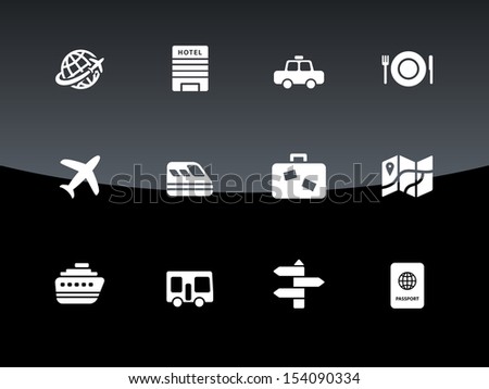 Travel icons on black background. See also vector version.