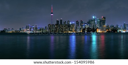 Toronto Downtown Skyline  panorama at night