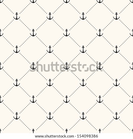 Vector seamless retro pattern, polka dot with anchors. Can be used for wallpaper, pattern fills, web page background,surface textures Royalty-Free Stock Photo #154098386