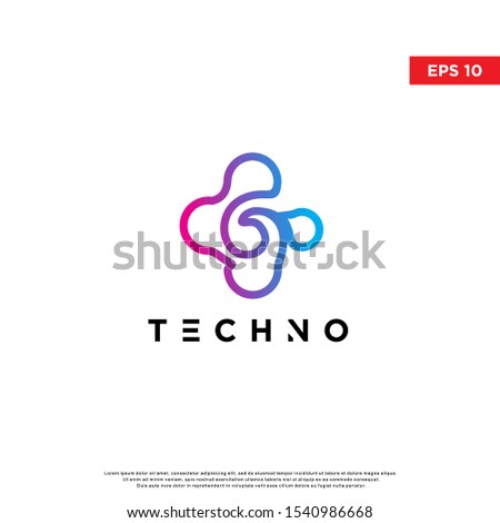 geometric tech logo. modern icon, template design