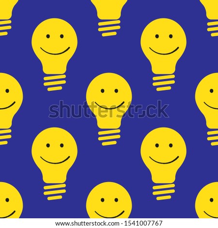 World Smile Day october 6th banner. Pattern smile idea bulb on blue background