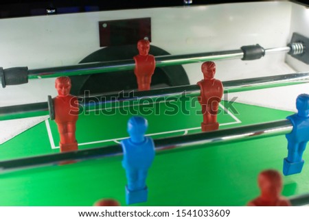 close-up of colorful table football