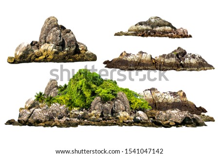 The trees. Mountain on the island and rocks.Isolated on White background Royalty-Free Stock Photo #1541047142