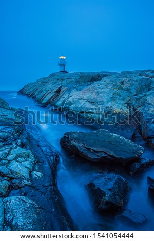 The famous Skull Lighthouse spreading light over Marstrand, Bohuslän, Sweden