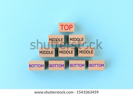 Wooden blocks indicating top, middle and bottom class