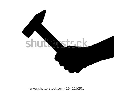 Hand with hammer isolated on white background