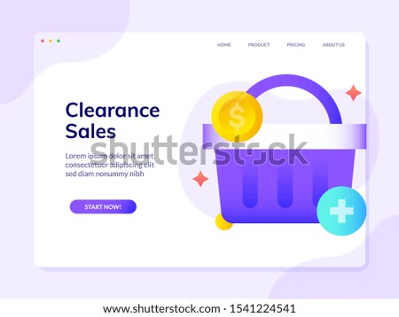 Clearance Sales Website Landing Page Vector Design Illustration Template