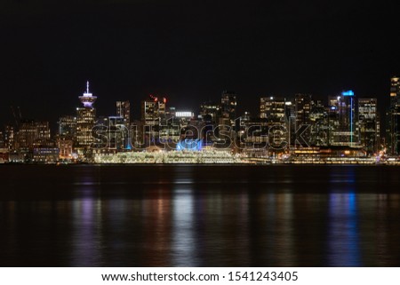 View of Vancouver into the night time