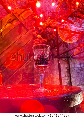 Glass of cherry liqueur. The business card of the city of Lviv is cherry liqueur
