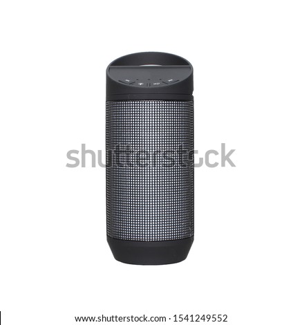 tower type Portable wireless speaker isolated on white background. Connect with smartphone to play the music
