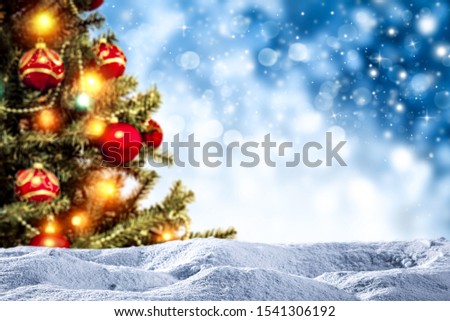 Winter background of free space and snowflakes 