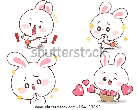 
Cute little rabbit Showing various gestures.