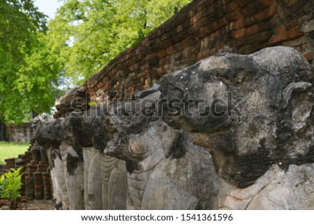 Antiques made from cement in Ayutthaya. Ayutthaya is registered as a UNESCO World Heritage Site.