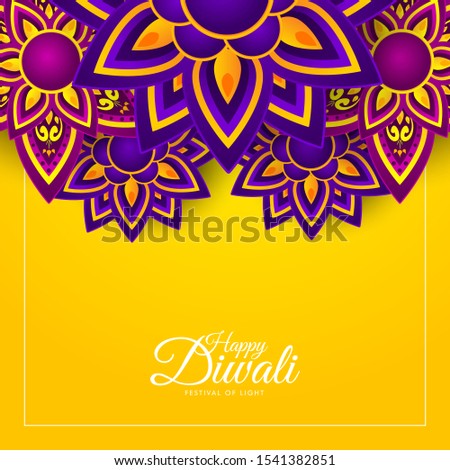 Happy Diwali. Light green background with diwali flower elements and mandala vectors