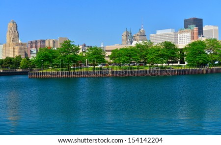 Erie Marina Basin and Buffalo skyline, Buffalo, NY, USA