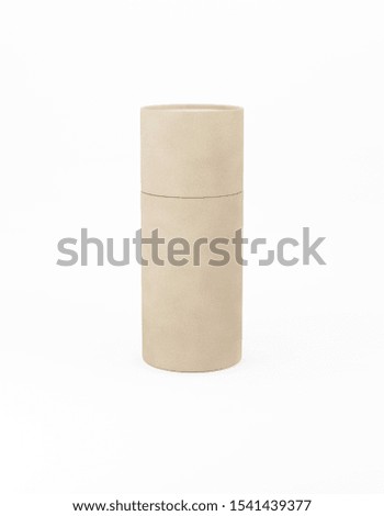 Kraft paper tube mockup white background. Eco template packaging gift, food, cosmetics, chemistry. 3D rendering