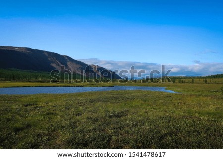 Panoramic view of tundra fields, Polar Ural, Russia