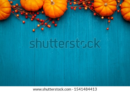 Autumn Thanksgiving Colorful and Festive Table Background Royalty-Free Stock Photo #1541484413