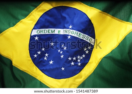 Brazil flag fluttering in detail                        