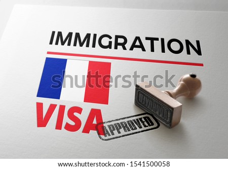 France Visa Approved with Rubber Stamp and national flag Royalty-Free Stock Photo #1541500058