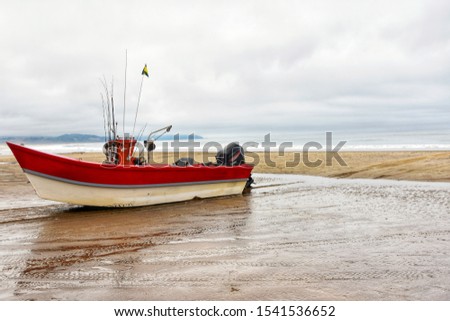 Picture of a dory boat in Pacific City, Oregon, USA.