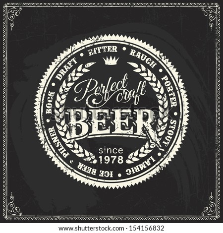 beer label vintage grunge brewery vector sign chalk emblem chalkboard retro styled label of beer or brewery on a blackboard good as a template of advertisement beer label vintage grunge brewery vector