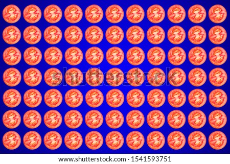 Vegetable pattern of red tomatoes sliced ​​on blue background. Flat lay, top view. Food background.