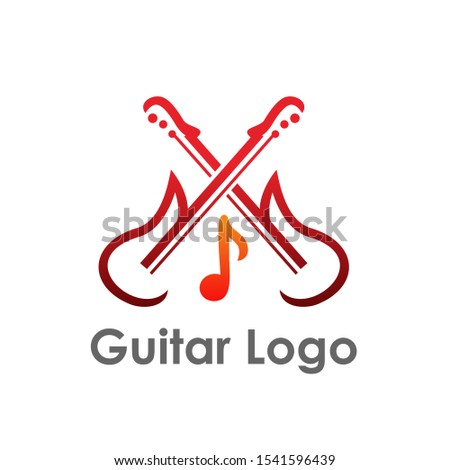 guitar logo icon design vector