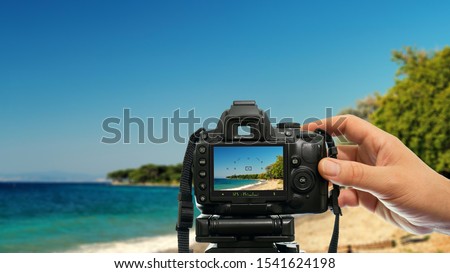 landscape photography with dslr camera on tripod