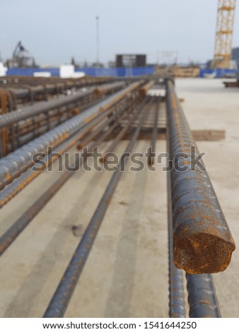 Close-up photo on construction rusty bar