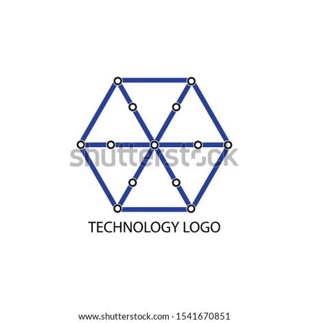 Abstract hexagon technology logo. Vector technology icon with blue color.