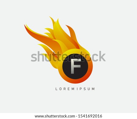 F Fire Letter Logo Icon. Burning Circle Badge With F Letter Logo Icon. Technology Logo Concept.