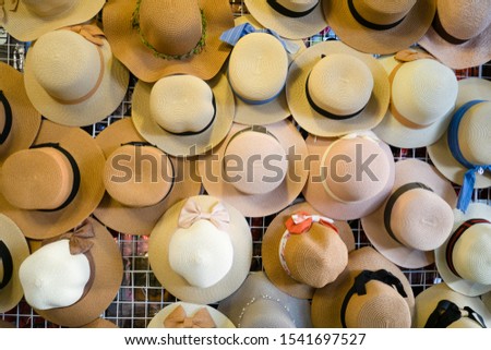 hat shop, full frame of picture hat in shop 