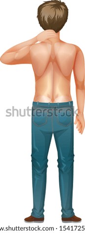 Back of man with his hand on neck illustration