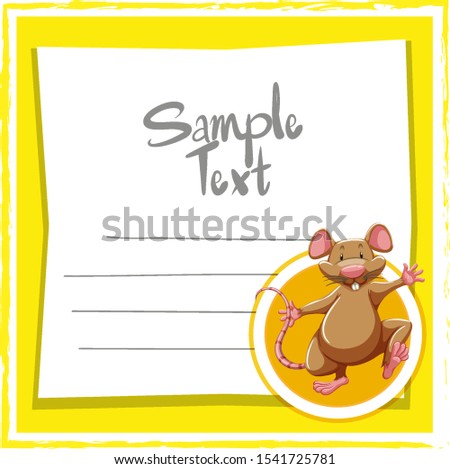 Card template with little mouse illustration