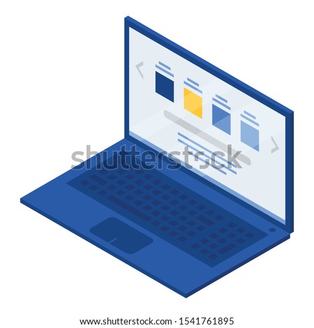Laptop icon. Isometric of laptop vector icon for web design isolated on white background