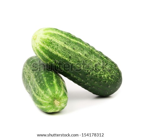 Ripe cucumbers. Isolated on a white background.
