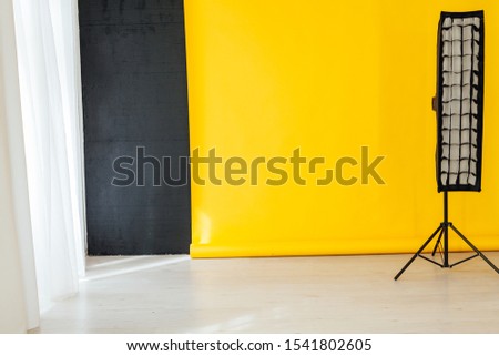 Photo studio flash equipment and accessories of a professional photographer