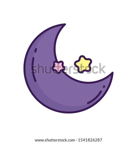 purple half moon and stars decoration vector illustration