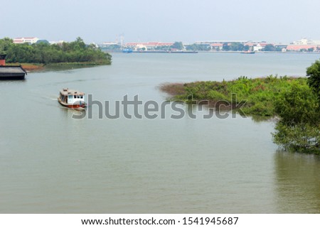 Estuary view of Chaophraya river, Samut Prakan, Thailand