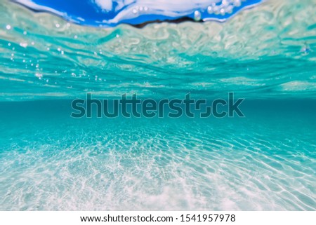 Tropical transparent ocean with sandy bottom underwater in Hawaii